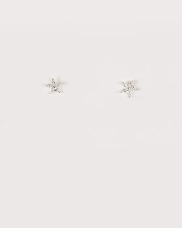 White Gold Plated Cubic Zirconia Flower Stud Earrings sold by Collete Hayman
