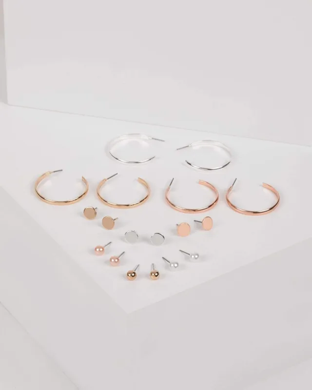 Mixed Metal Hoop and Stud Earring Set sold by Collete Hayman