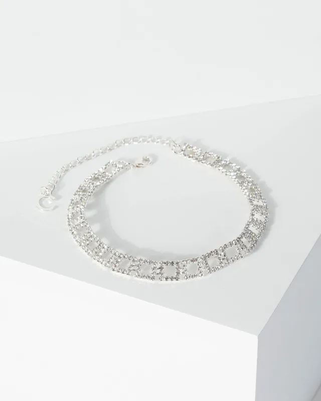 Silver Crystal Square Chain Anklet sold by Collete Hayman