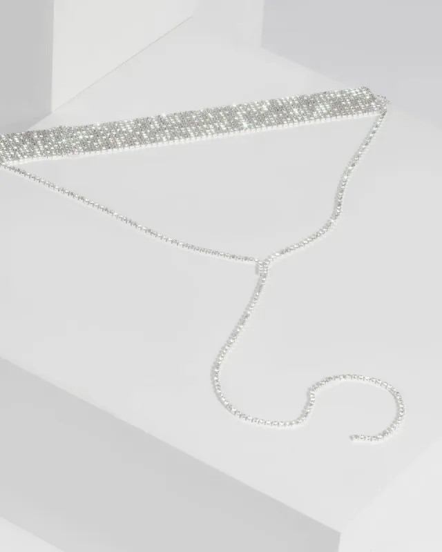 Silver Crystal Lariat Necklace sold by Collete Hayman
