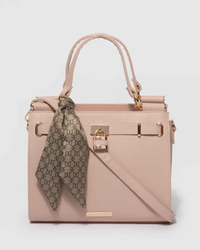 Pink Stephanie Square Scarf Tote Bag sold by Collete Hayman