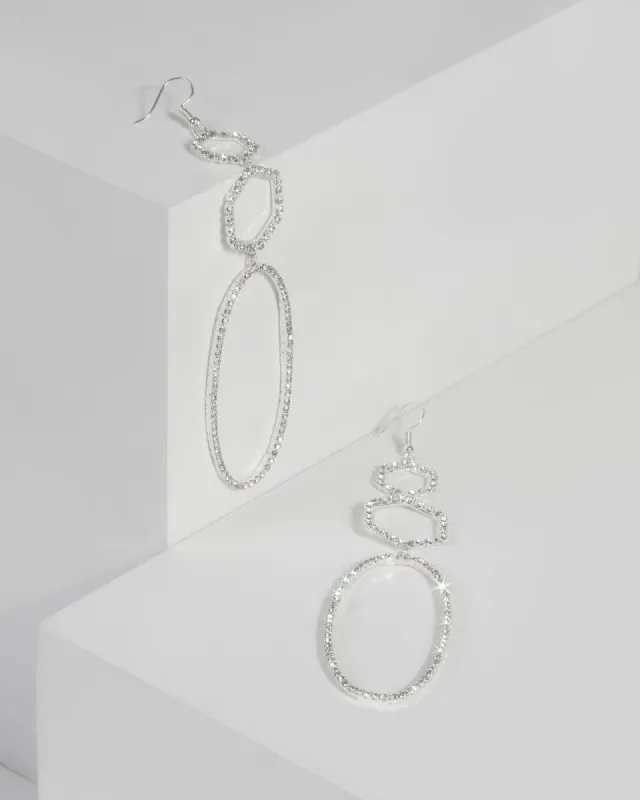Silver Crystal Oval Drop Earrings sold by Collete Hayman