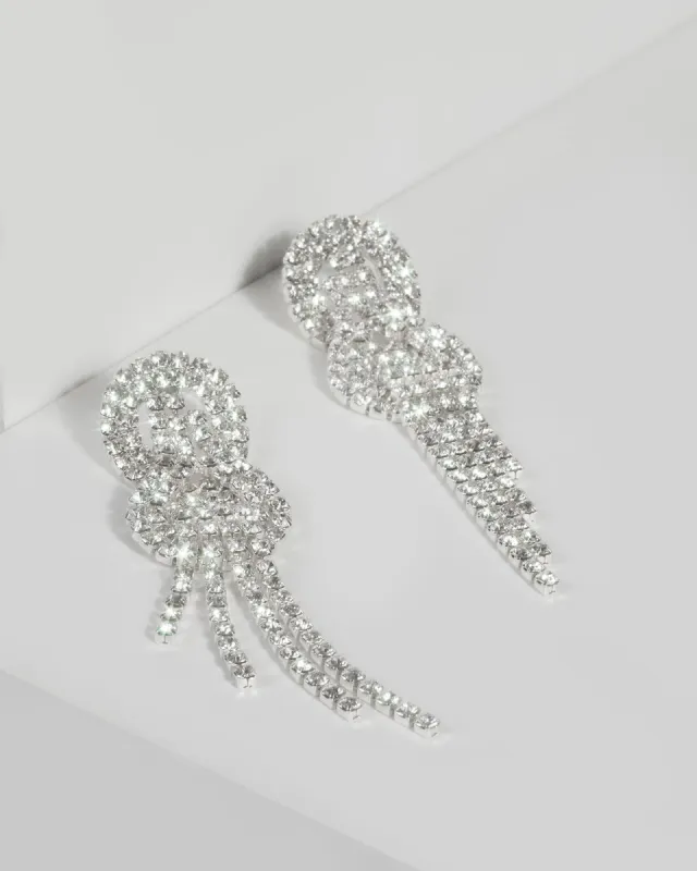 Silver Crystal Knotted Drop Earrings sold by Collete Hayman