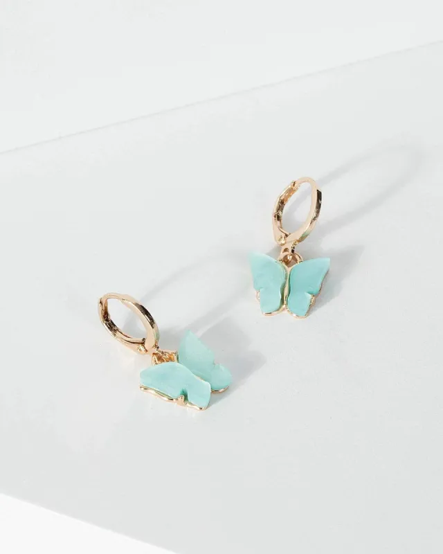 Blue Butterfly Huggie Hoop Earrings sold by Collete Hayman