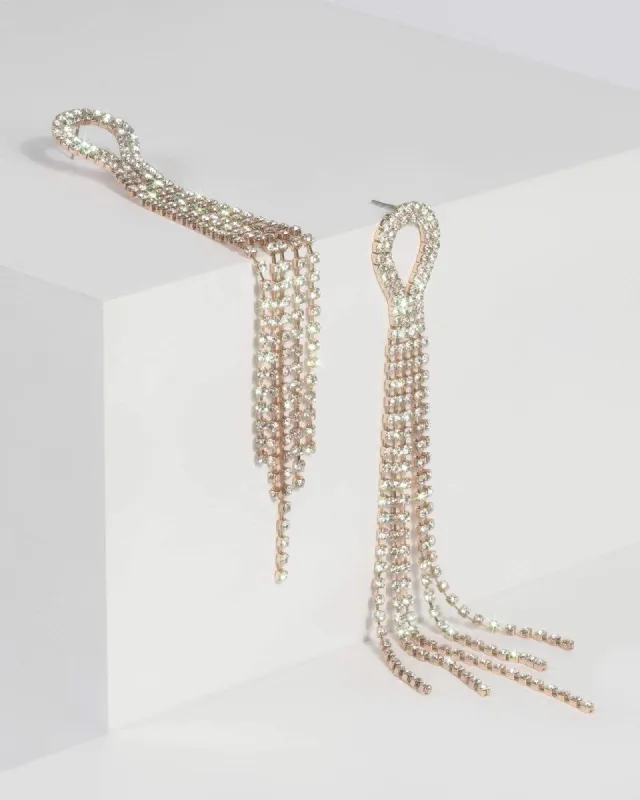 Rose Gold Crystal Loop Chain Earrings sold by Collete Hayman