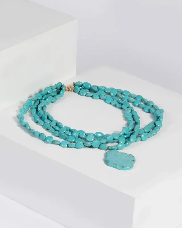 Blue Multi Bead Stone Necklace sold by Collete Hayman