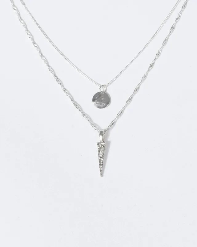 Silver Crystal Arrow Drop Necklace sold by Collete Hayman