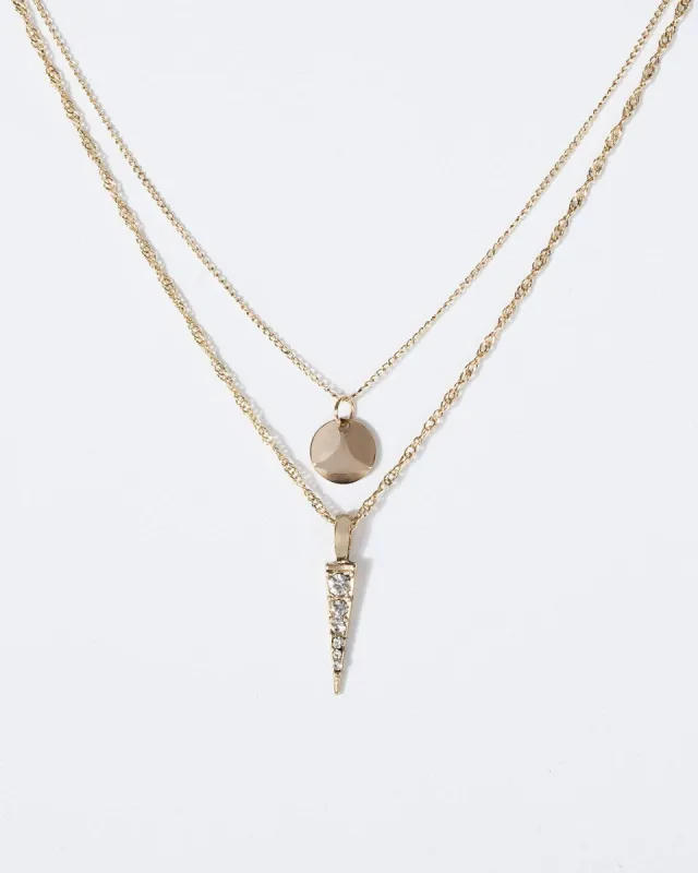 Gold Crystal Arrow Drop Necklace sold by Collete Hayman