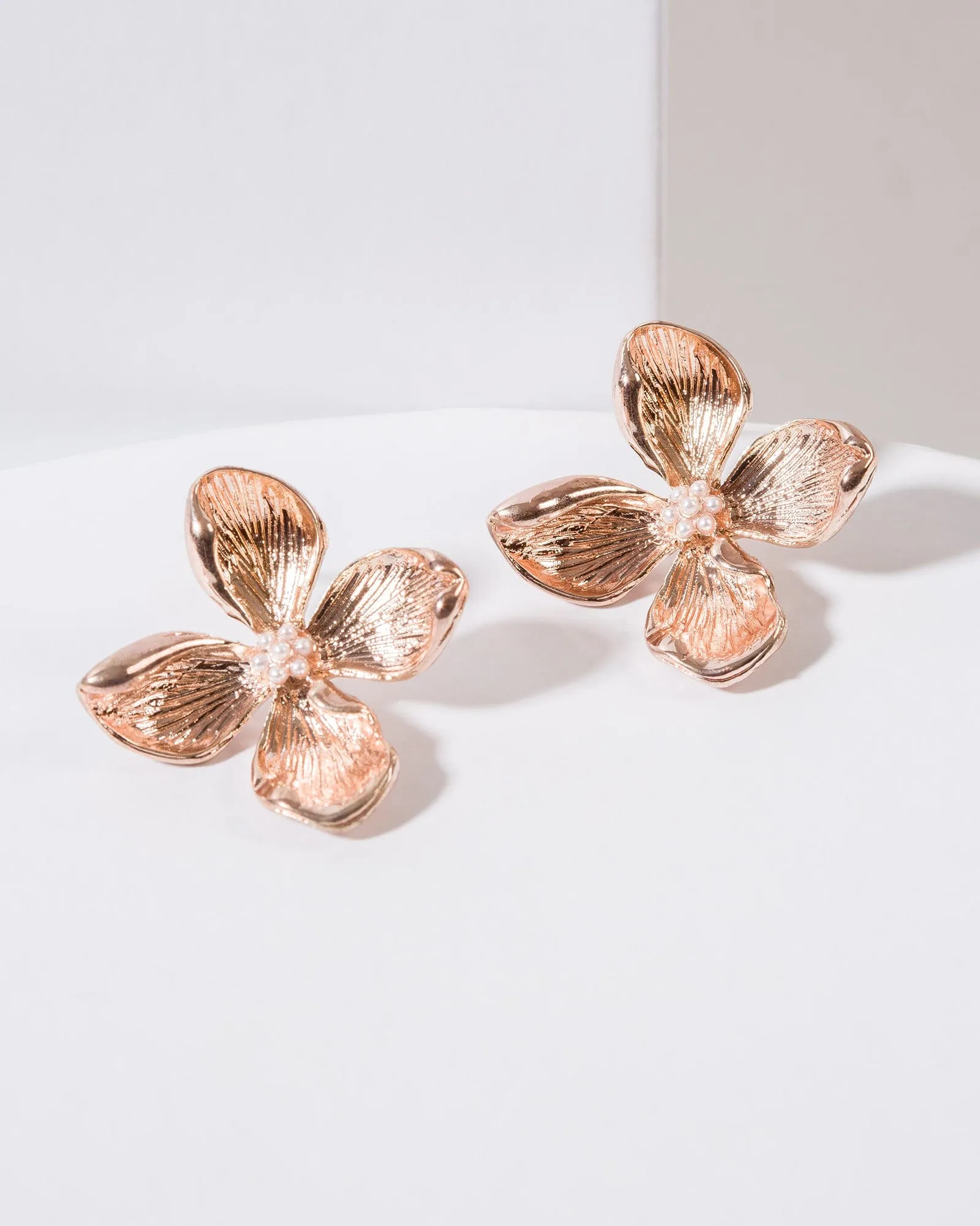 Rose Gold Large Flower Stud Earrings sold by Collete Hayman