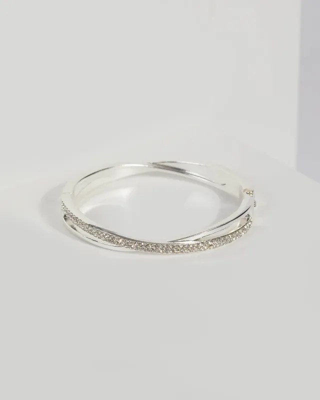 Crystal Silver Tone Diamante Twist Cuff sold by Collete Hayman