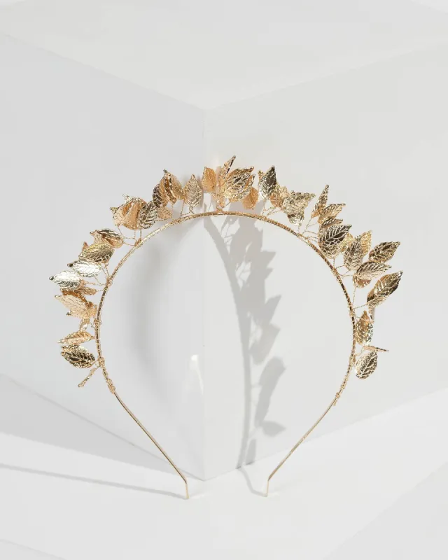 Gold 3D Leaf Detail Headband sold by Collete Hayman