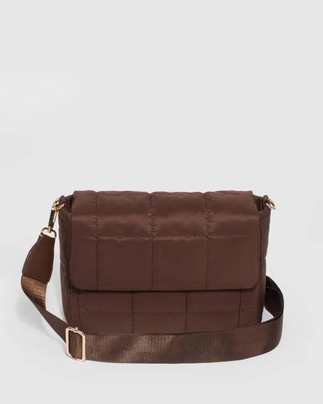 Brown Halia Quilted Crossbody Bag sold by Collete Hayman