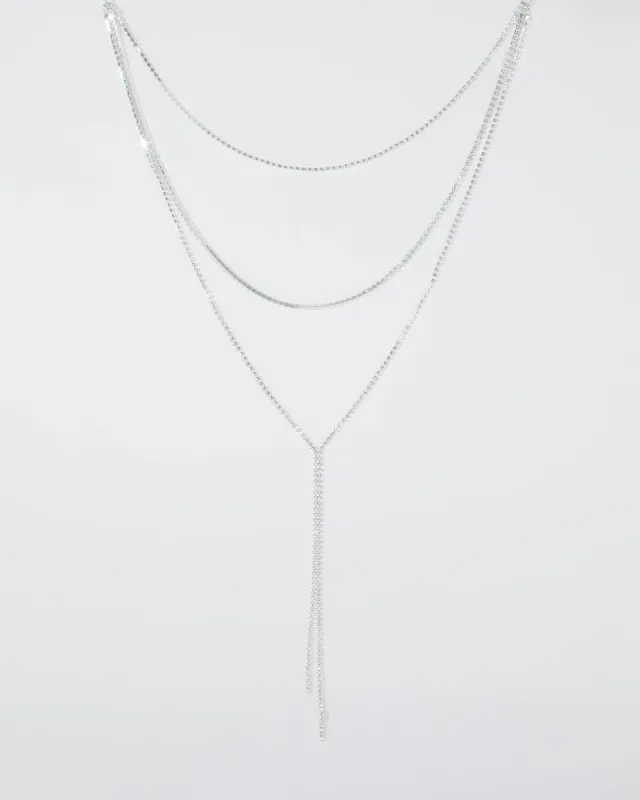 Thin Diamante Multi Layered Lariat Necklace sold by Collete Hayman