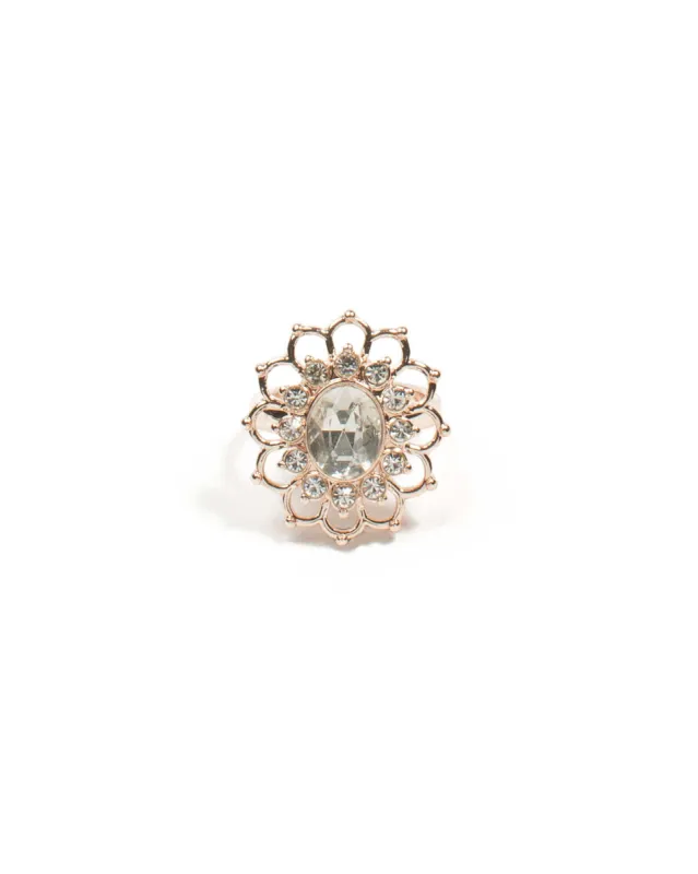 Rose Gold Flower Stone Cocktail Ring - Small sold by Collete Hayman