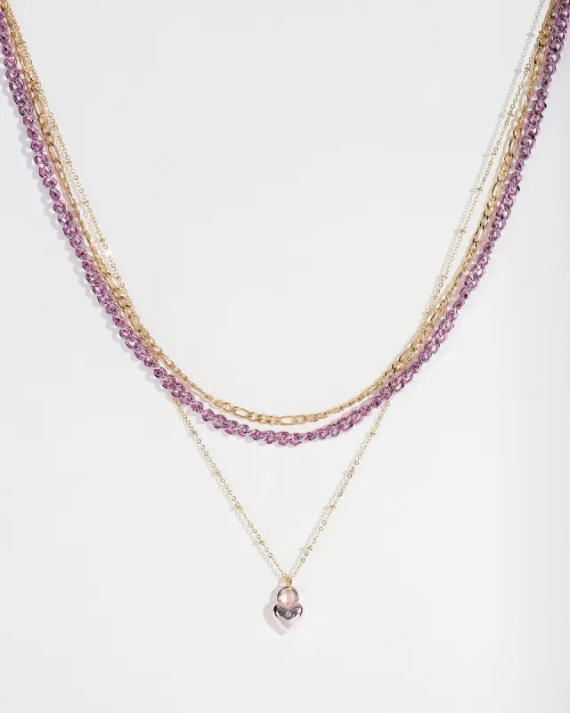 Pink Padlock Chain Necklace sold by Collete Hayman