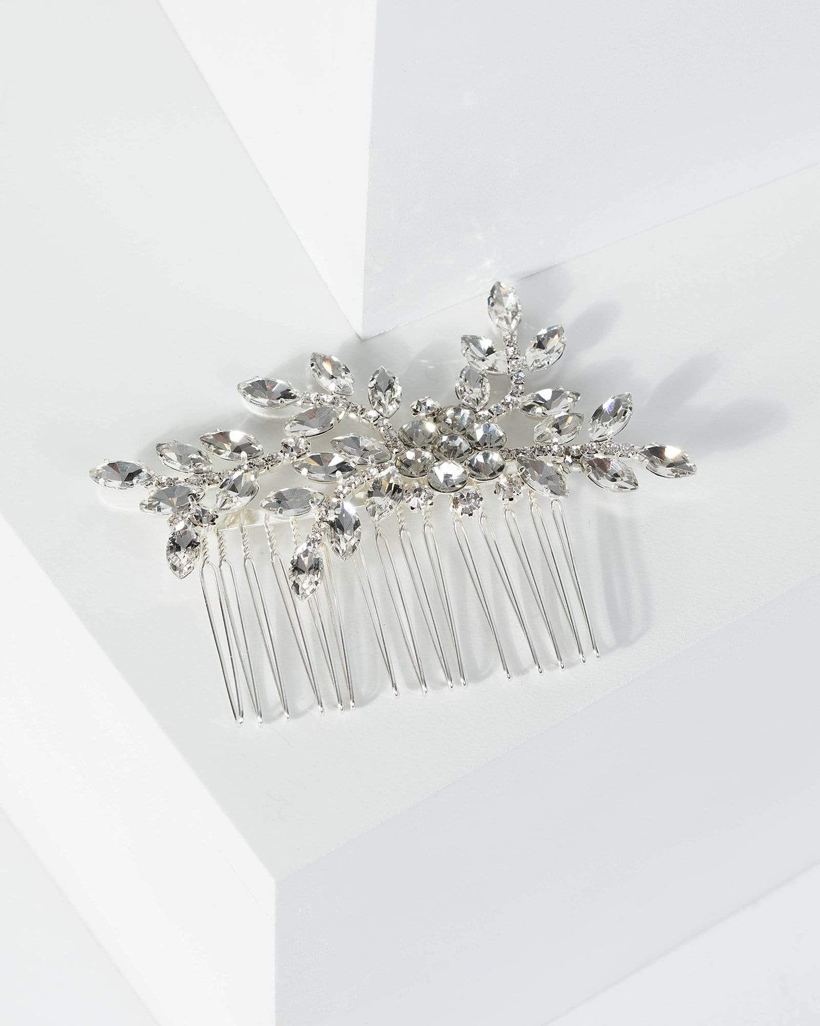 Silver Diamante Stone Flower Hair Comb sold by Collete Hayman