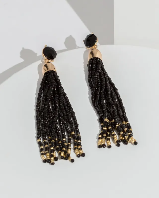 Black Beaded Drop Earrings sold by Collete Hayman