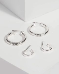 Silver Multi Twisted Hoop Earring Set sold by Collete Hayman
