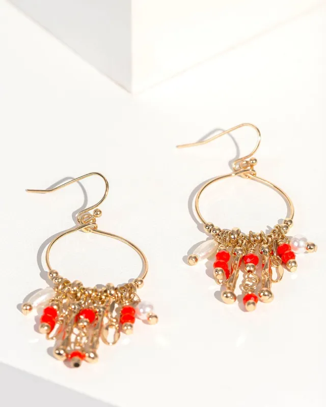 Orange Fine Beaded Hoop Earrings sold by Collete Hayman