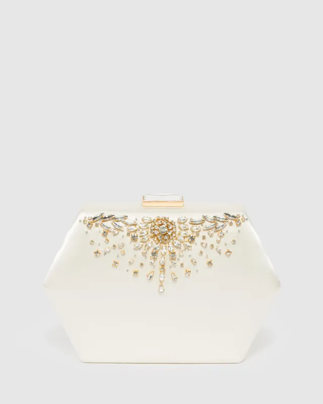 Ivory Evelyn Crystal Clutch Bag sold by Collete Hayman