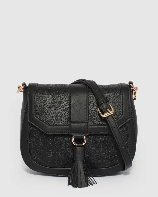 Black Aria Tassel Saddle Bag sold by Collete Hayman