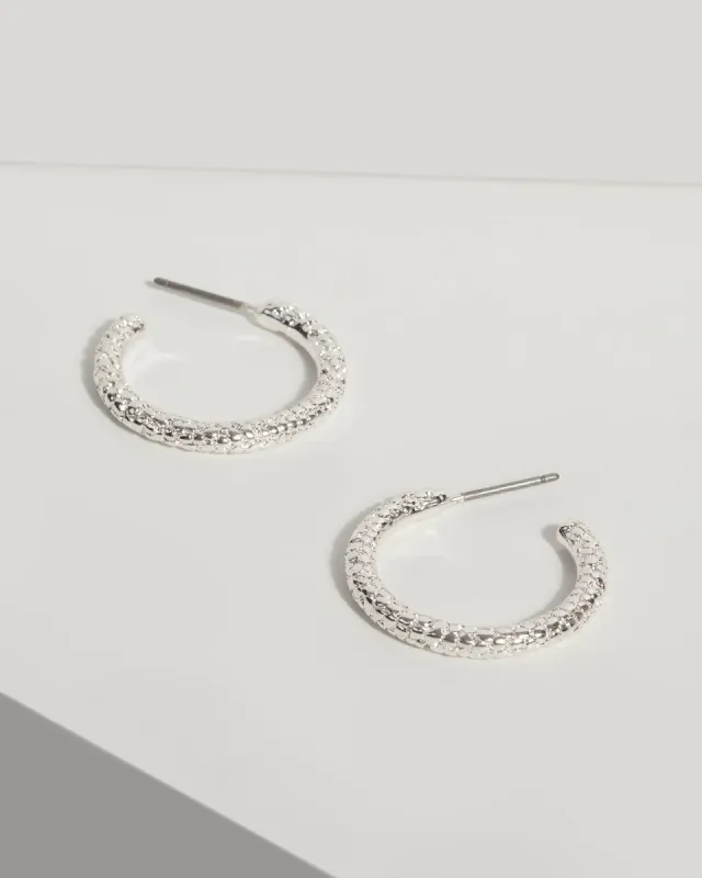 Silver Small Textured Hoop Earrings sold by Collete Hayman