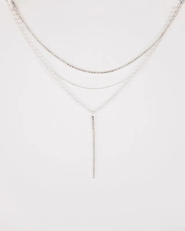 White Triple Layered Pearl & Crystals Necklace sold by Collete Hayman