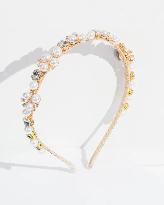 Pearl And Crystal Cluster Headband sold by Collete Hayman