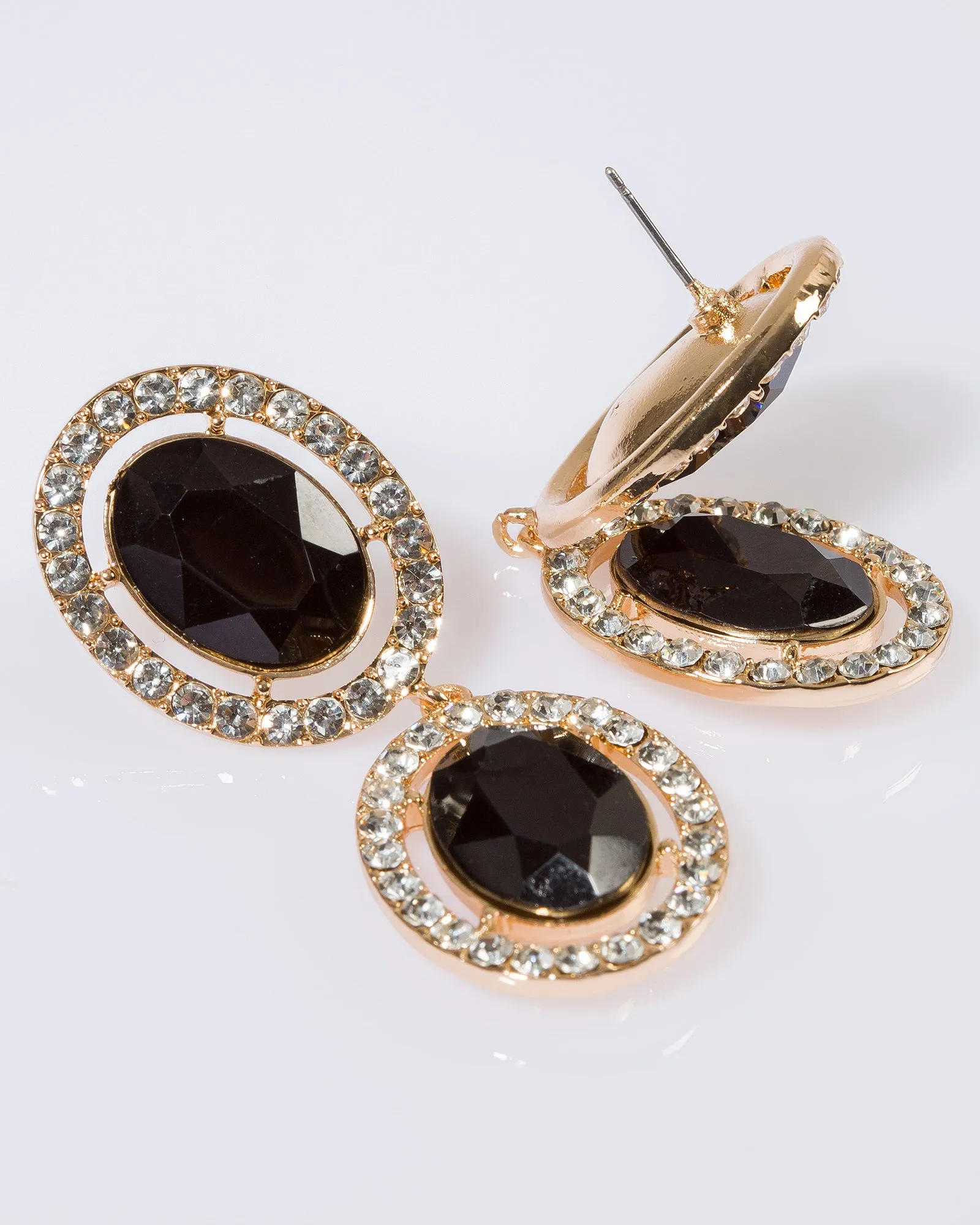 Black Framed Double Drop Earrings sold by Collete Hayman product image thumbnail 2