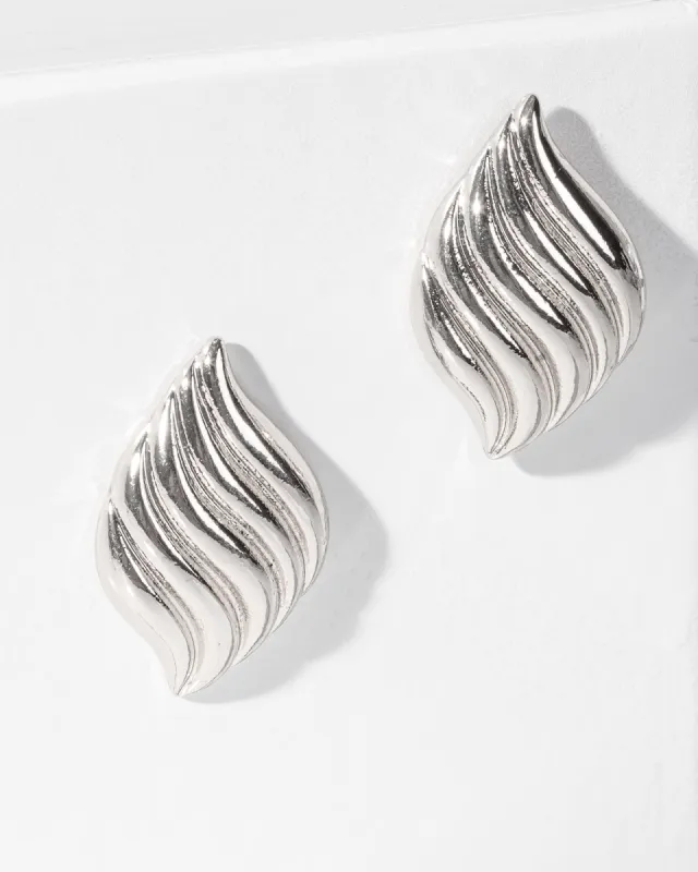 Silver Wavy Stud Earrings sold by Collete Hayman