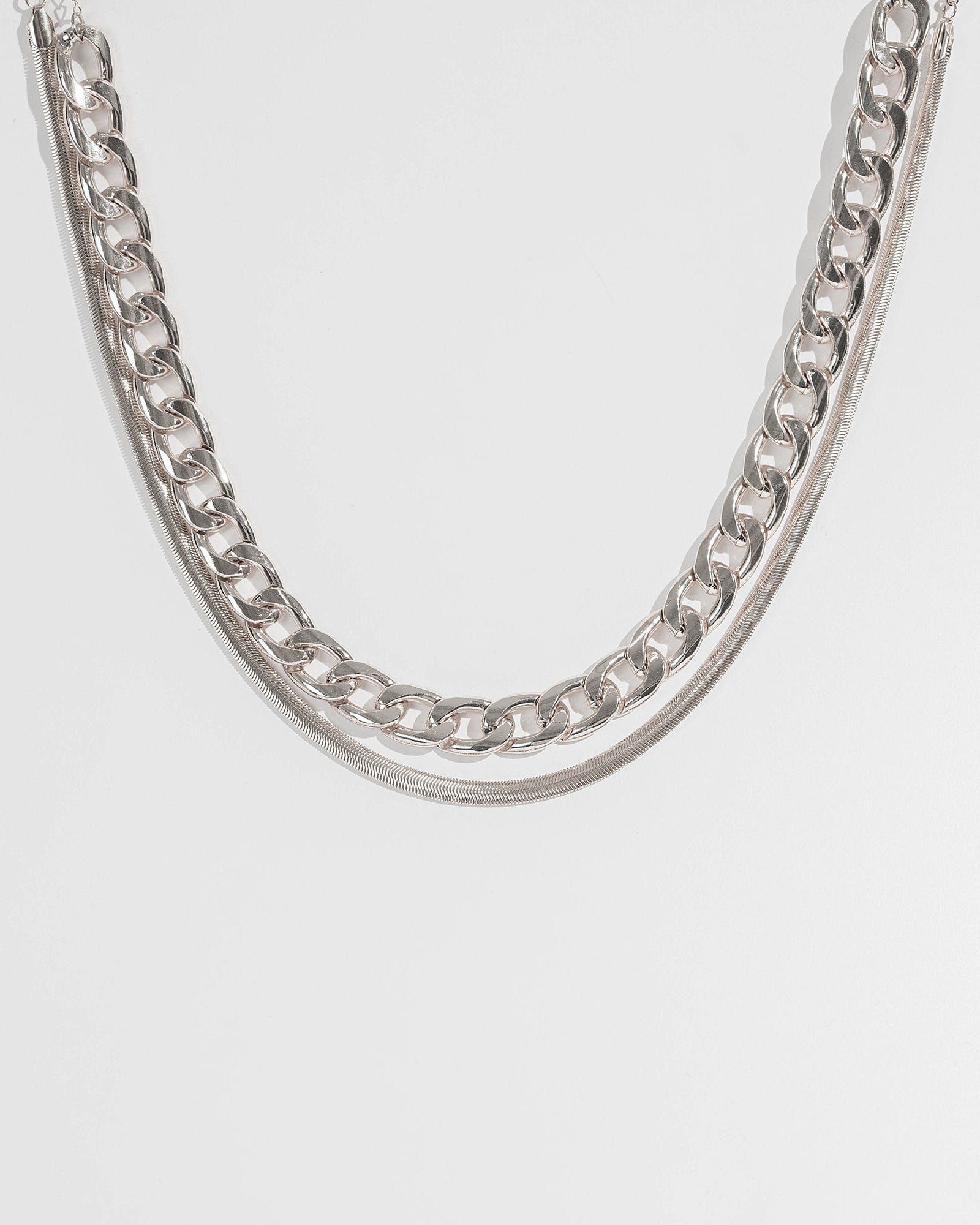 Silver Chunky And Snake Chain Necklace sold by Collete Hayman