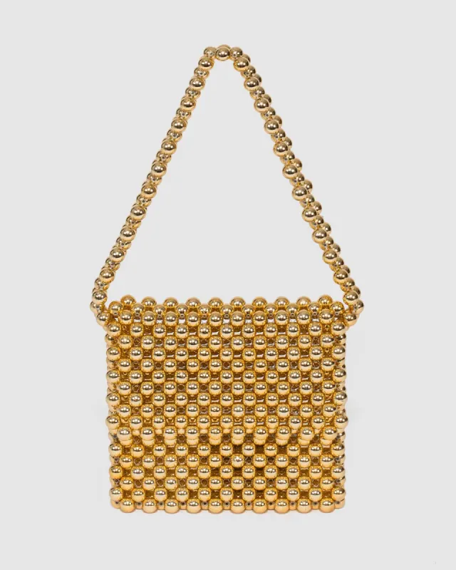 Gold Beaded Shoulder Bag sold by Collete Hayman