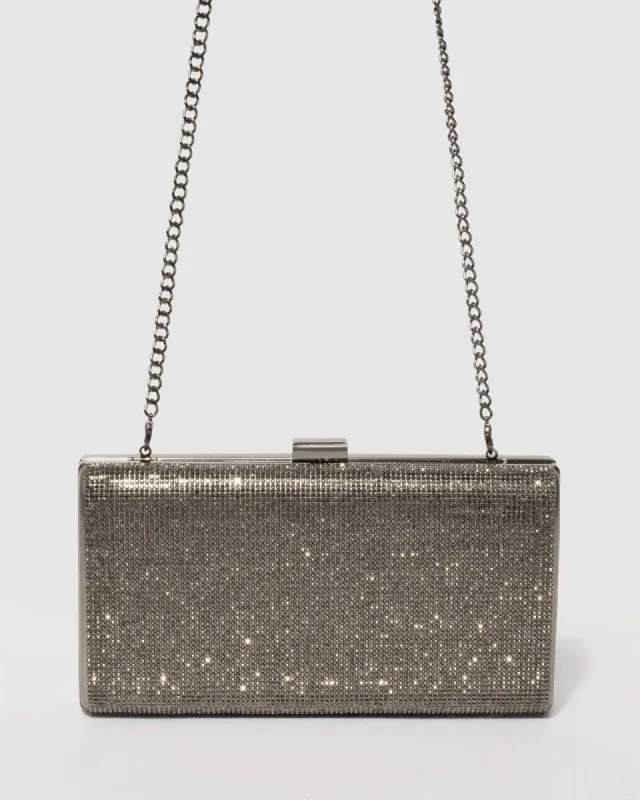 Pewter Margot Hardcase Clutch Bag sold by Collete Hayman
