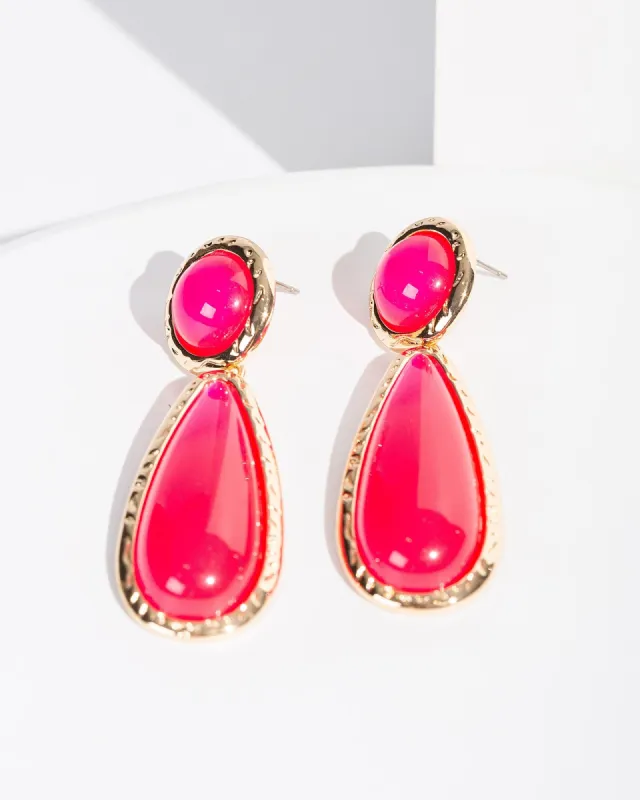 Pink Irregular Teardrop Earrings sold by Collete Hayman