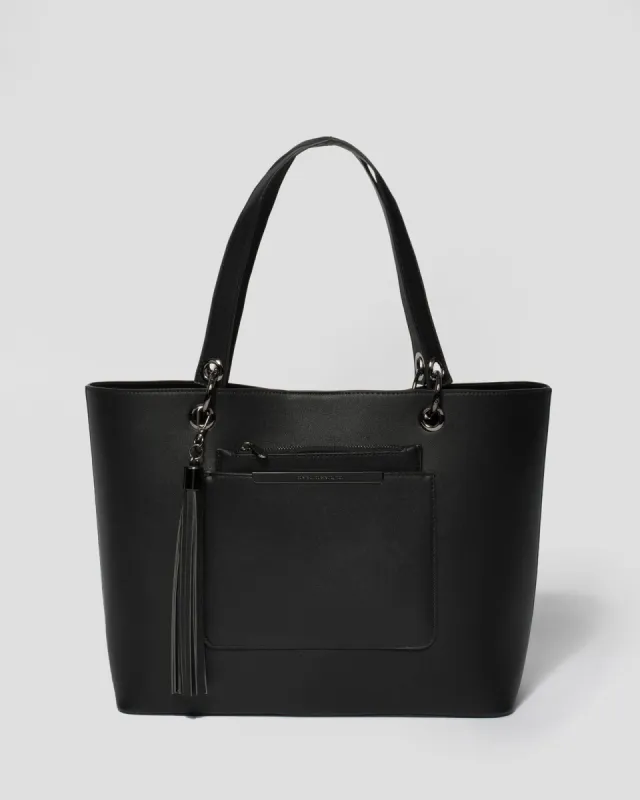 Black Tia Basic Tote Bag sold by Collete Hayman