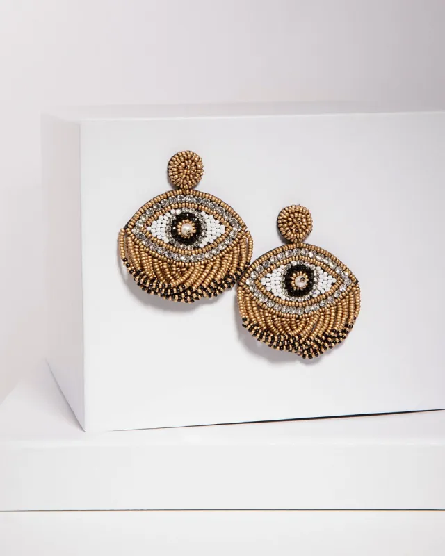 Black Beaded Evil Eye Earrings sold by Collete Hayman