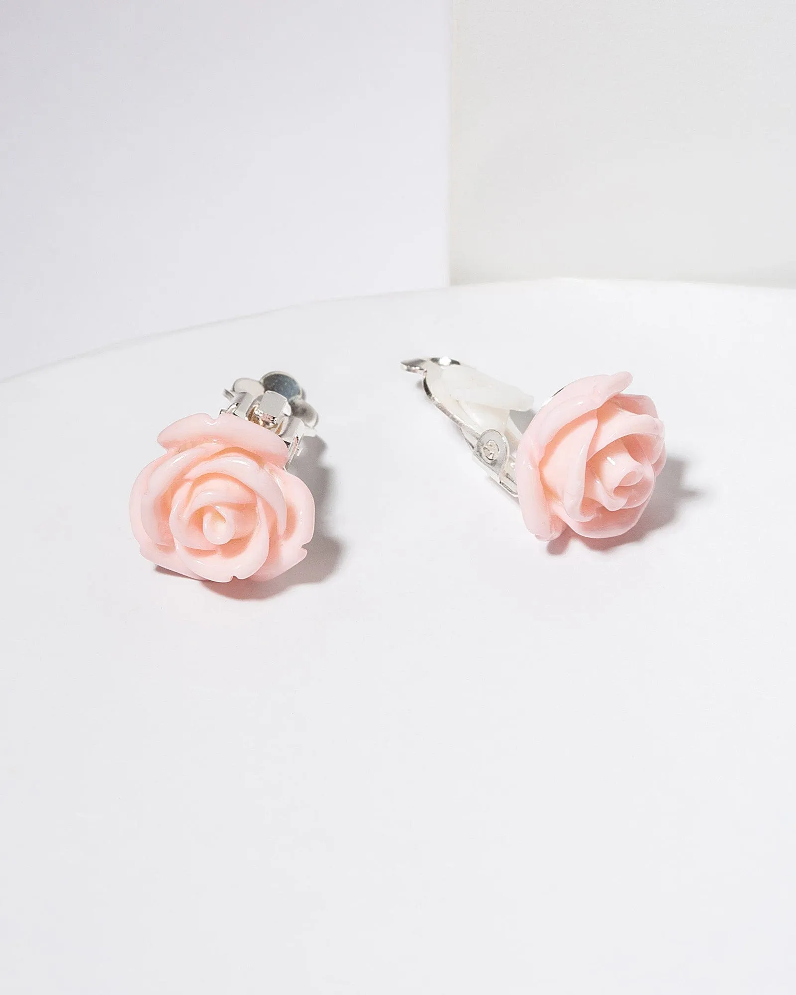 Pink Rose Clip On Earrings sold by Collete Hayman