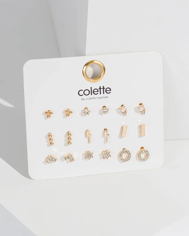 Gold Mixed Shape Stud Earring Pack sold by Collete Hayman