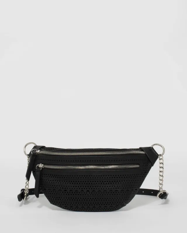 Black Diandra Punchout Bumbag sold by Collete Hayman