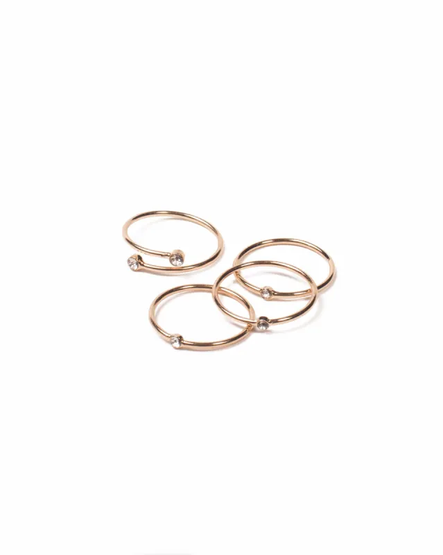 Gold Tone Fine Crystal Ring Set - Large sold by Collete Hayman