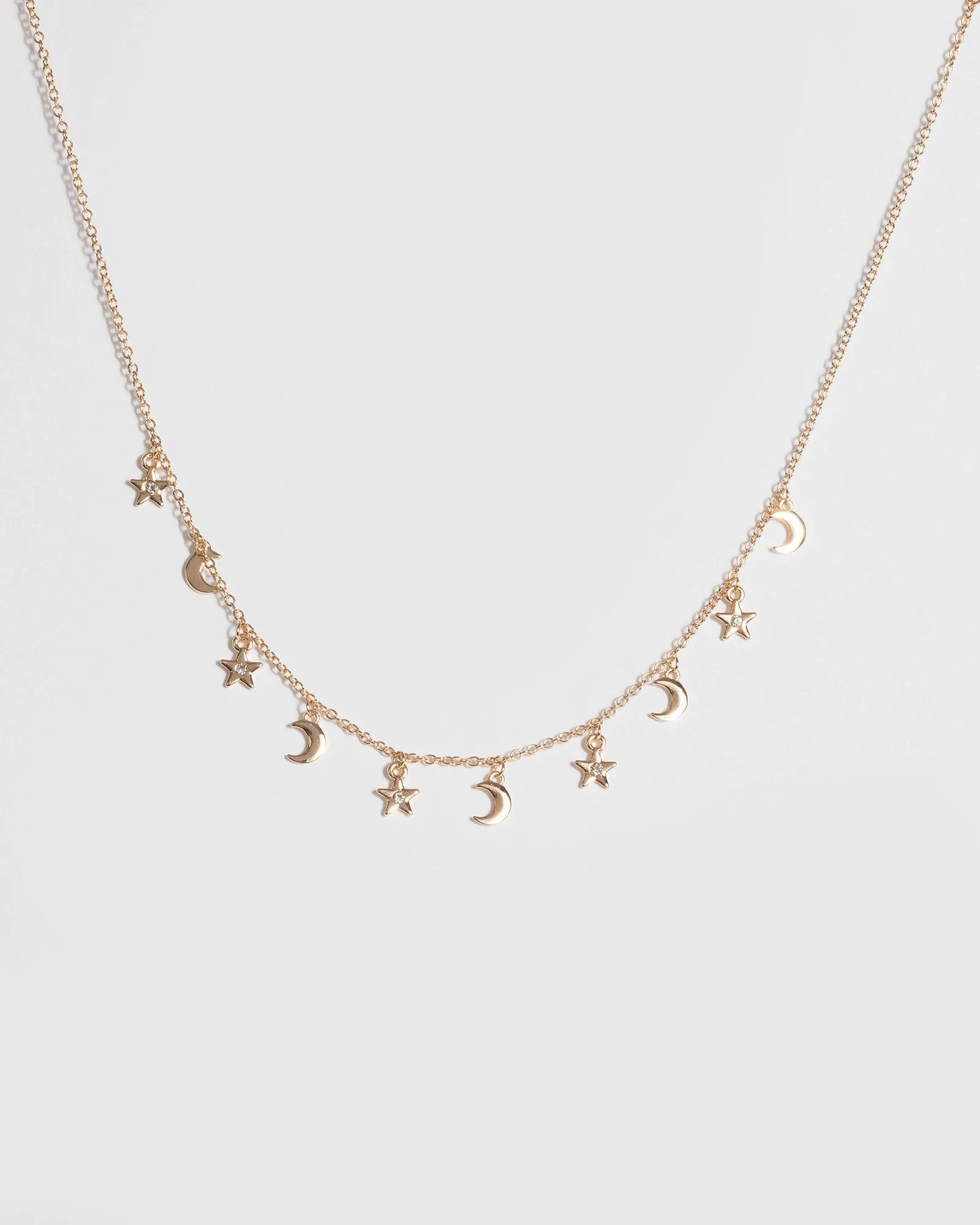 Gold Star Moon Fine Chain Necklace sold by Collete Hayman