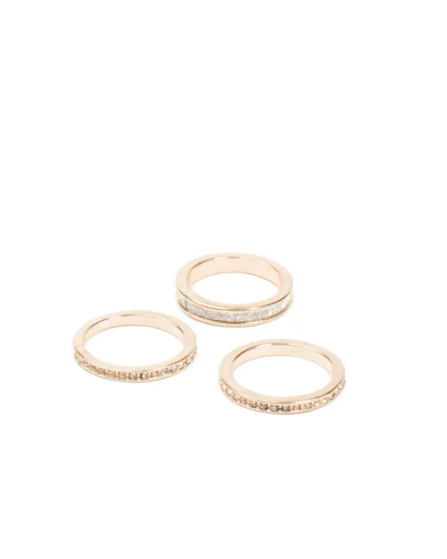 Glitter Diamante 3 Pack Rings - Medium sold by Collete Hayman
