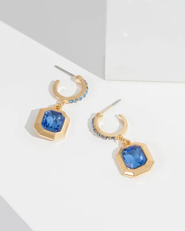 Blue Rectangle Huggie Hoop Earrings sold by Collete Hayman