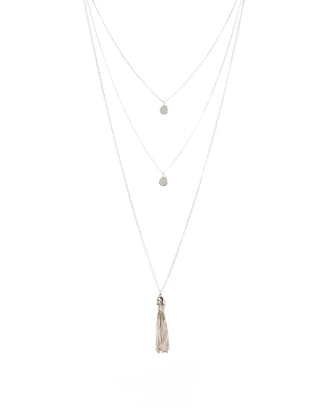 Disc Tassel 3 Row Necklace sold by Collete Hayman