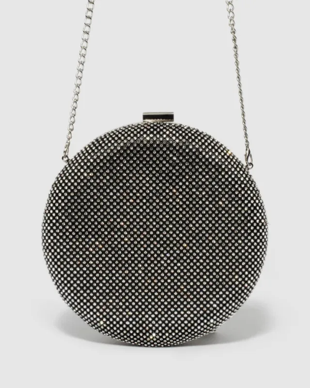Black and Silver Lacey Round Clutch Bag sold by Collete Hayman