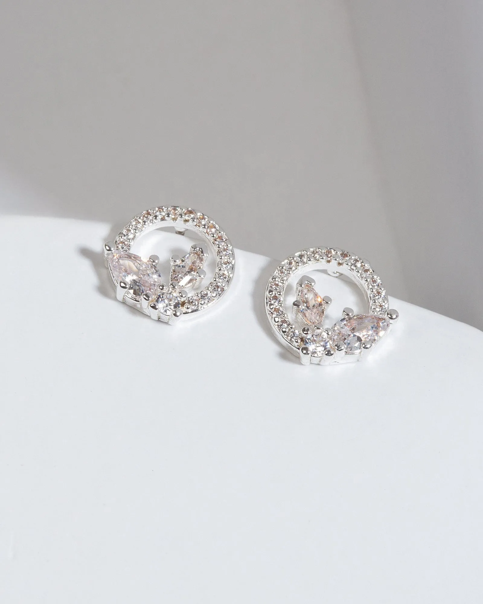 Silver Cubic Zirconia Circle Stud Earrings sold by Collete Hayman product image thumbnail 2