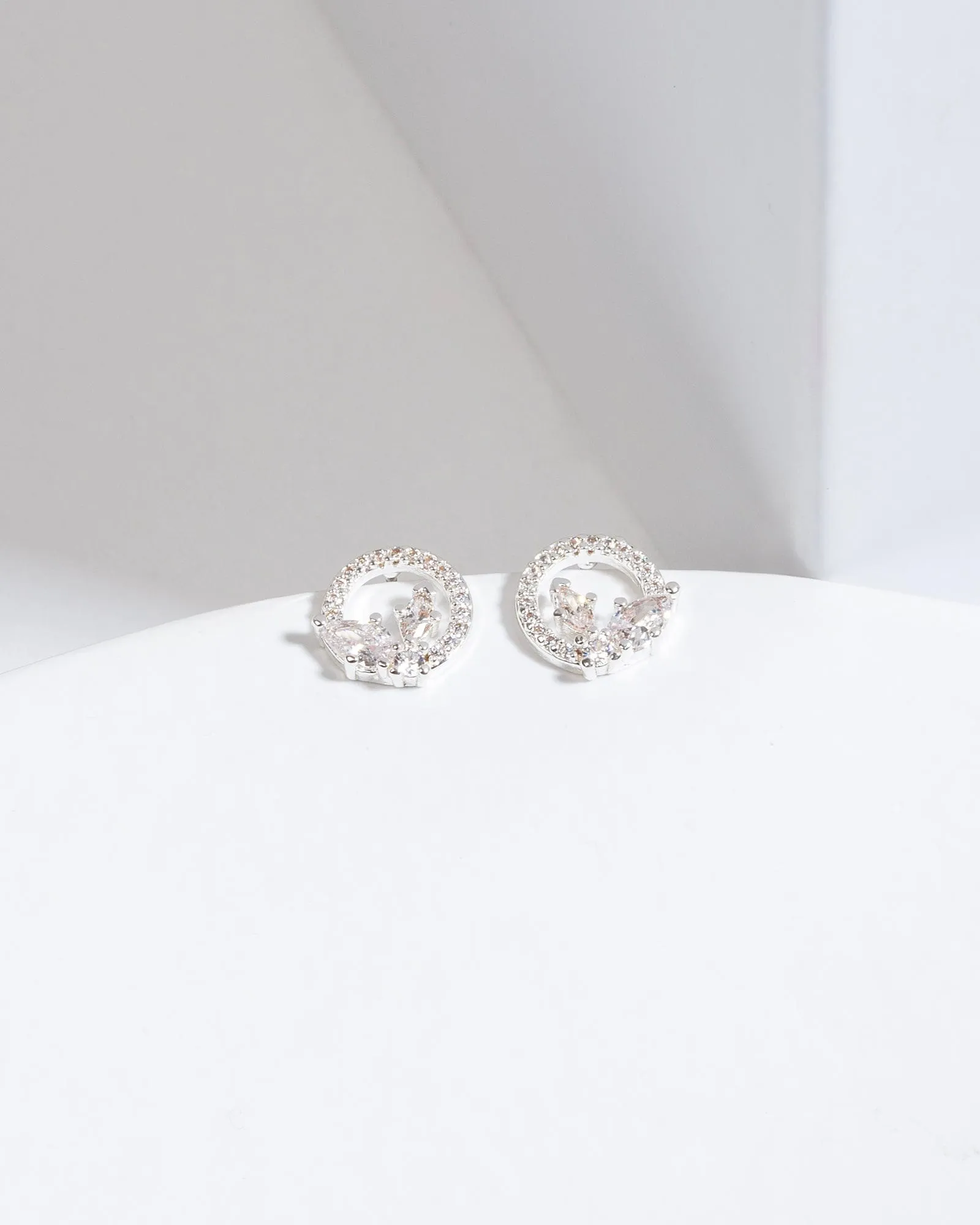 Silver Cubic Zirconia Circle Stud Earrings sold by Collete Hayman