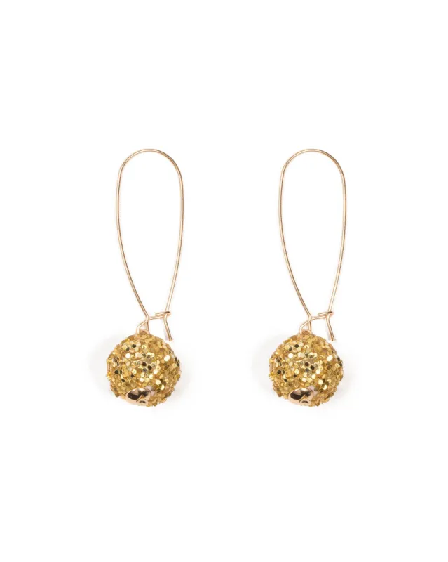 Gold Tone Glitter Ball Drop Earrings sold by Collete Hayman