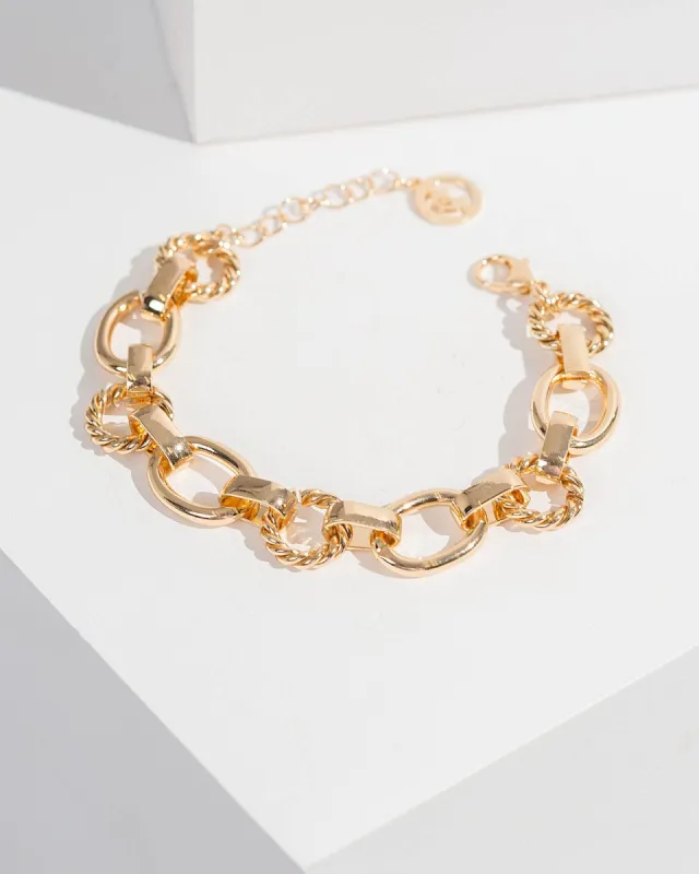 Gold Multi Texture Link Chain Bracelet sold by Collete Hayman