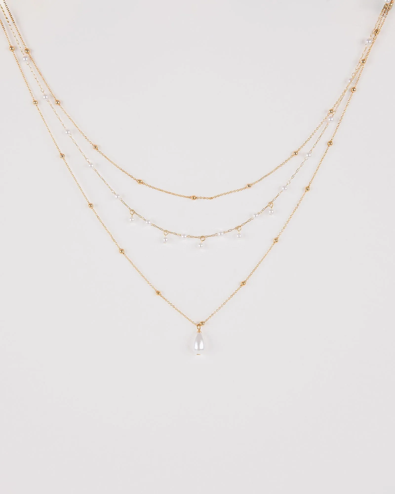 White Layered Pearl Beaded Necklace sold by Collete Hayman